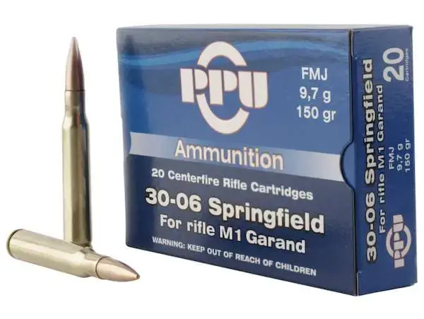 PPU PP3006G Standard Rifle 30-06 Springfield 150 gr Full Metal Jacket (FMJ) 20 Round Box