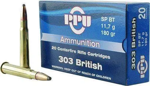PPU PP303S2 Standard Rifle 303 British 180 gr Soft Point (SP) 20 Round Box