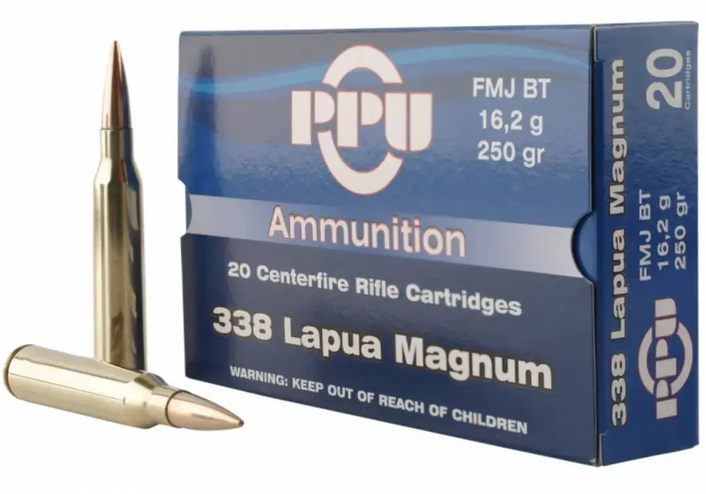 PPU PP338F Standard Rifle 338 Lapua Mag 250 gr Full Metal Jacket (FMJ) 10 Round Box