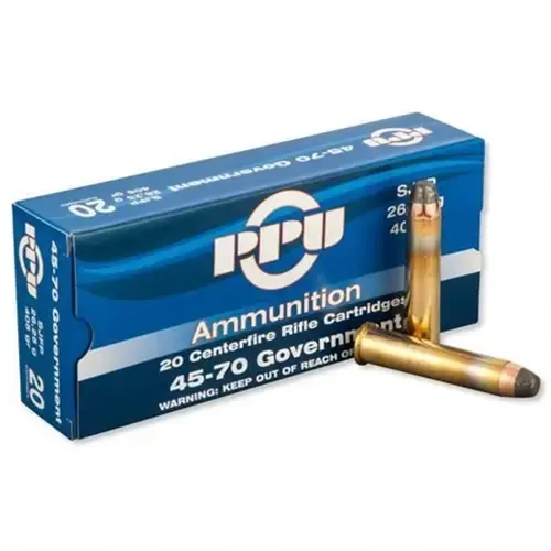 PPU PP4570 Standard Rifle 45-70 Gov 405 gr Semi Jacketed Flat Point (SJFP) 10 Round Box