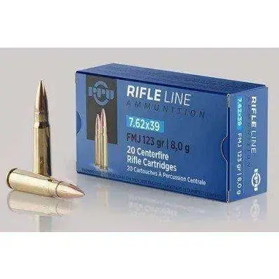 PPU PP76239F Metric Rifle 7.62x39mm 123 gr Full Metal Case (FMC) 20 Round Box