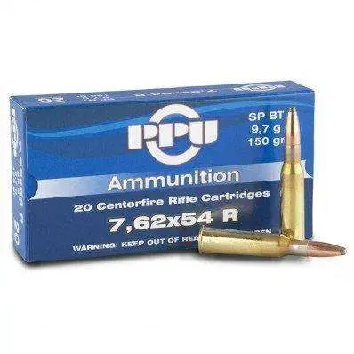 PPU PP76254S Metric Rifle 7.62x54mmR 150 gr Soft Point (SP) 20 Round Box