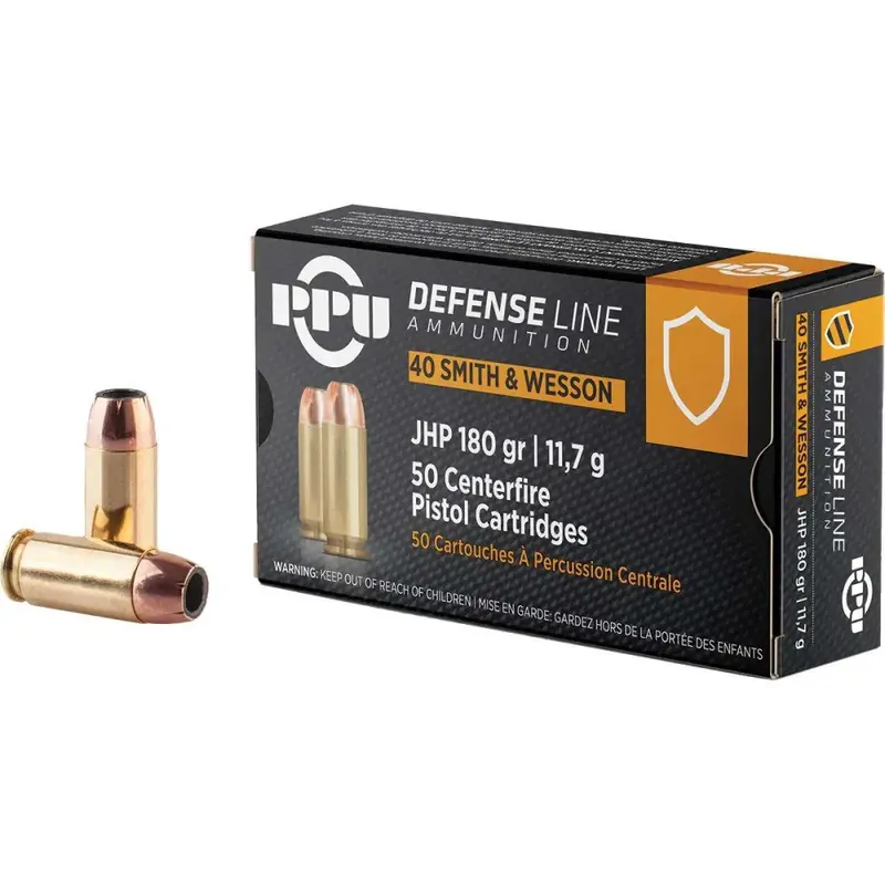 PPU PPD40 Defense 40 S&W 180 gr Jacketed Hollow Point (JHP) 50 Round Box