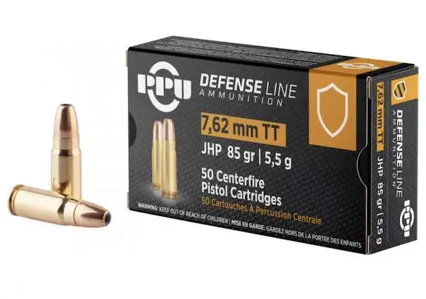 PPU PPD7T Defense 7.62x25mm Tokarev 85 gr Jacketed Hollow Point (JHP) 50 Round Box