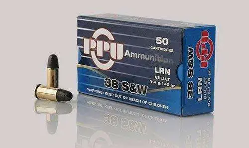 PPU PPH38SW Handgun 38 S&W 145 gr Lead Round Nose (LRN) 50 Round Box