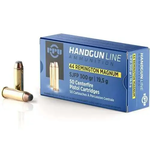 PPU PPH44MF Handgun 44 Rem Mag 300 gr Semi Jacketed Flat Point (SJFP) 50 Round Box