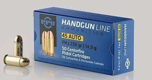 PPU PPH45F Handgun 45 ACP 230 gr Full Metal Jacket (FMJ) 50 Round Box