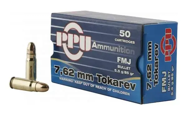 PPU PPH7TF Handgun 7.62x25mm Tokarev 85 gr Full Metal Jacket (FMJ) 50 Round Box