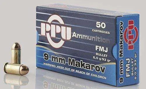 PPU PPH9MF Handgun 9x18 Makarov 93 gr Full Metal Jacket (FMJ) 50 Round Box