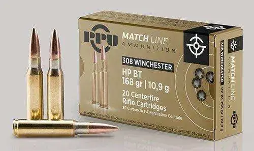PPU PPM3082 Match 308 Win 168 gr Hollow Point Boat Tail (HPBT) 20 Round Box