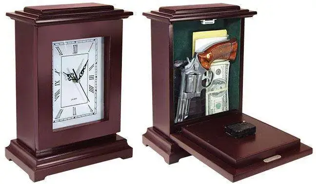 Peace Keeper RGC Tall Gun Clock Personal Vault Magnetic Latch Front Panel Wood Mahogany