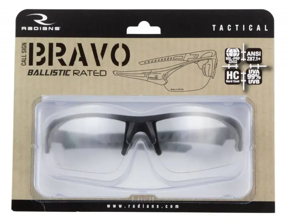 Radians CSB1021BX Bravo Glasses Polarized Polycarbonate Clear Lens w/Black Frame