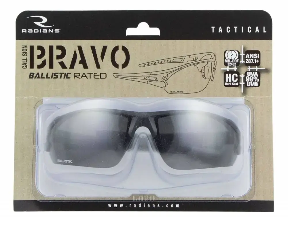 Radians CSB1022BX Bravo Glasses Eye Protection Black Half Frame Smoke Polycarbonate Lens 1 Pair