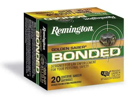 Remington Ammunition GSB45APBB Golden Saber Bonded 45 ACP 230 gr Brass Jacket Hollow Point (BJHP) 20 Round Box