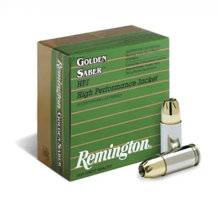 Remington Ammunition GSN45APC Golden Saber Black Belt 45 ACP 230 gr Belted Brass Jacket Hollow Point (BBJHP) 20 Round Box