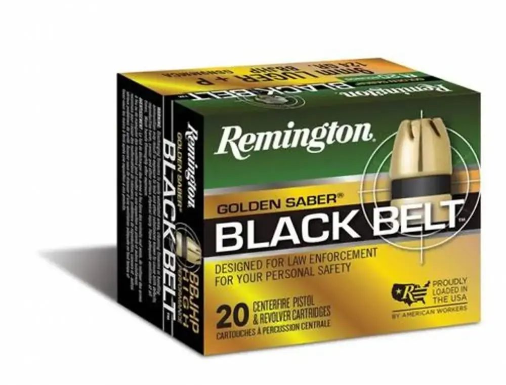 Remington Ammunition GSN9MMCB Golden Saber Black Belt 9mm Luger 124 gr Belted Brass Jacket Hollow Point (BBJHP) 20 Round Box