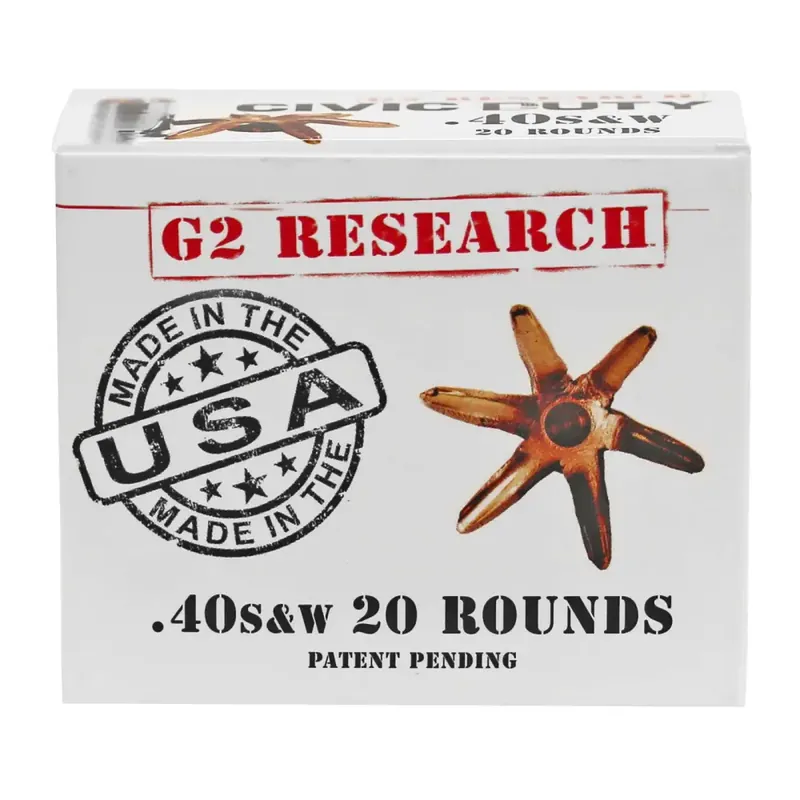 G2 Research Civic Duty 40 S&W 122 gr Copper Expansion Projectile 20 Round Box