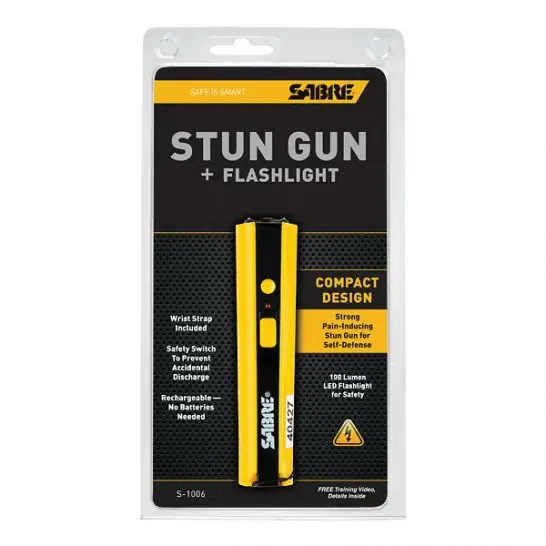 Sabre S1006YW Concealable Stun Gun 800,000 Volts/100-Lumens Plastic Yellow