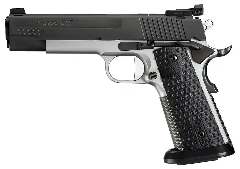 Sig Sauer 191145MAXM 1911 Full Size MAX 45 ACP Single 5" 8+1 Black Hogue Custom G10 Grip Black Nitron Stainless Steel Slide