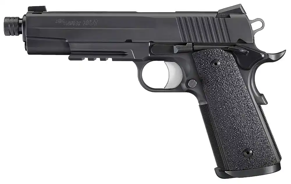 Sig Sauer 1911R45TACOPSTB 1911 Full Size Tacops 45 ACP Single 5.60" TB 8+1 Black Ergo XT Grip Black Nitron Stainless Steel Slide
