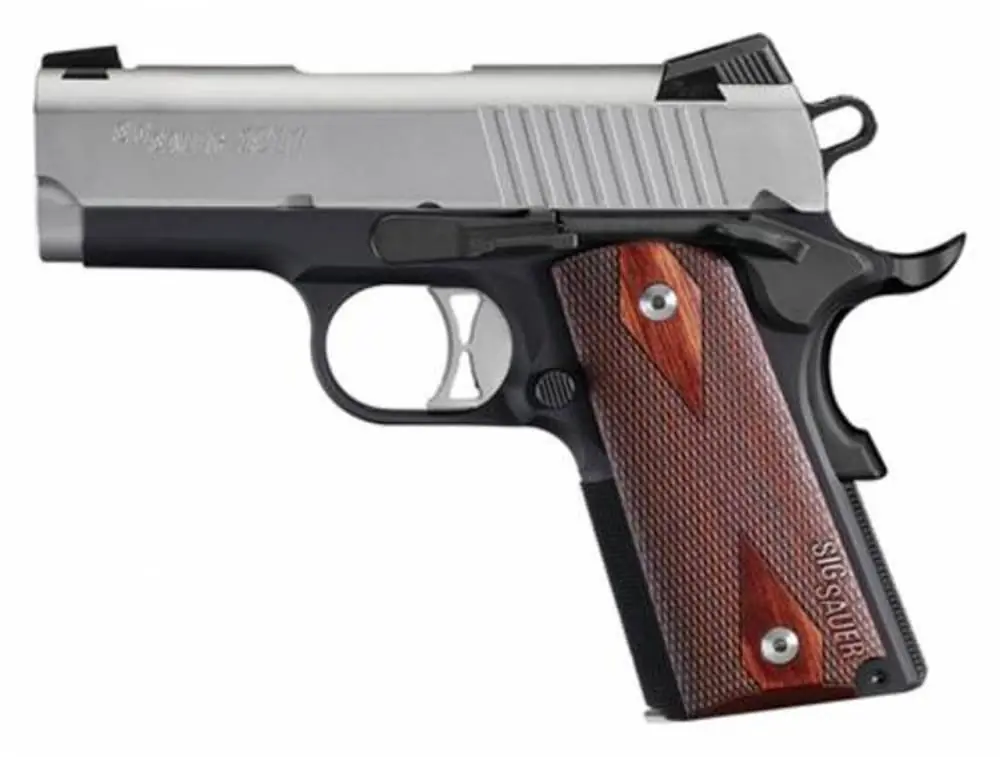 Sig Sauer 1911UTM9TSS 1911 Ultra Compact *MA Compliant 9mm Luger 3.30" 8+1 Black Hardcoat Anodized Black Nitron Stainless Steel Rosewood Grip