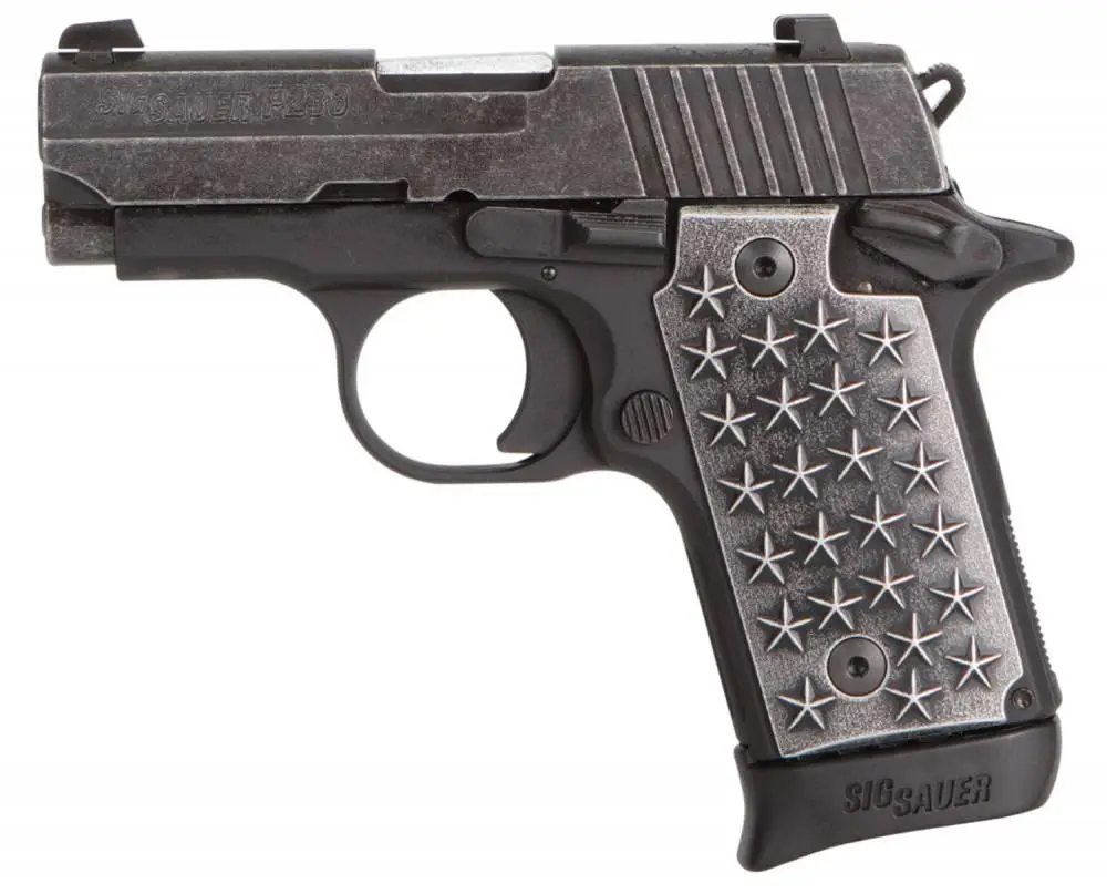 Sig Sauer 238380WTP P238 We The People 380 ACP 2.70" 7+1 Black Hardcoat Anodized Distressed Stainless Steel Distressed Aluminum Grip