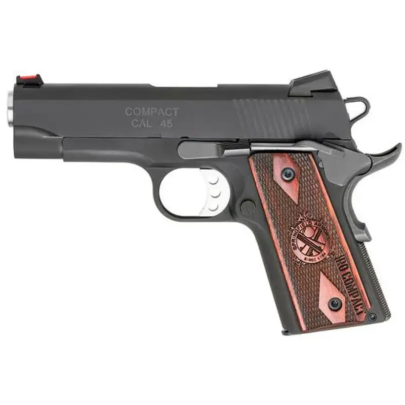 Springfield Armory PI9126L 1911 Range Officer Compact 45 ACP 4" 6+1 Black Hardcoat Anodized Crossed Cannon Cocobolo Grip