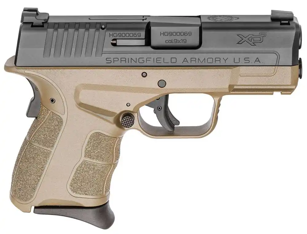 Springfield Armory XDSG9339FDET XD-S Mod 2 9mm Luger Double 3.30" TNS 7+1 Black Polymer Grip Flat Dark Earth Polymer Frame Black Melonite Slide Tritium Night Sights 2 Magazines