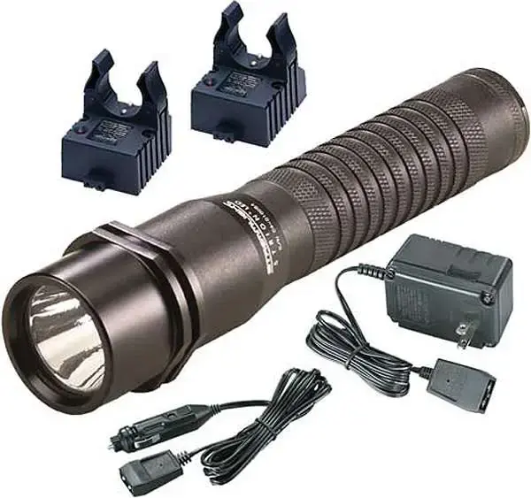 Streamlight 74301 Strion 375/130/65 Lumens LED Aluminum Black Anodized Lithium with 120V AC/12V DC Smart Charger