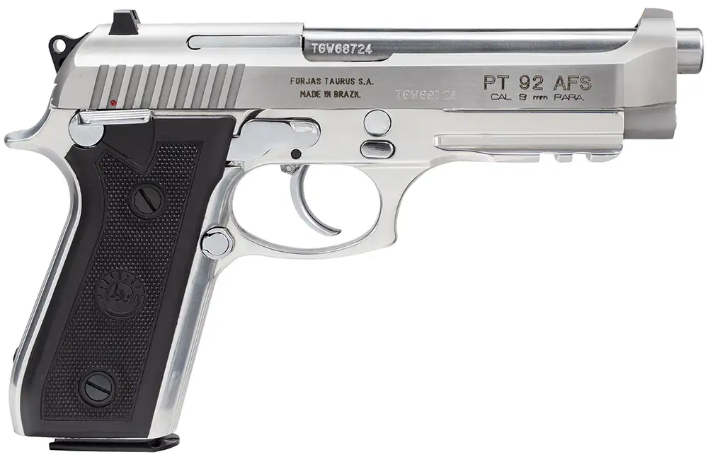 Taurus 192015917 92 Standard 9mm Luger 5" 17+1 Stainless Black Polymer Grip Fixed Sights Picatinny Rail