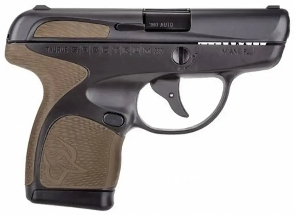 Taurus S007031119 Spectrum 380 Automatic Colt Pistol (ACP) Double 2.80" 6+1/7+1 Black Polymer Frame Flat Dark Earth Synthetic Grip Black Carbon Steel Slide
