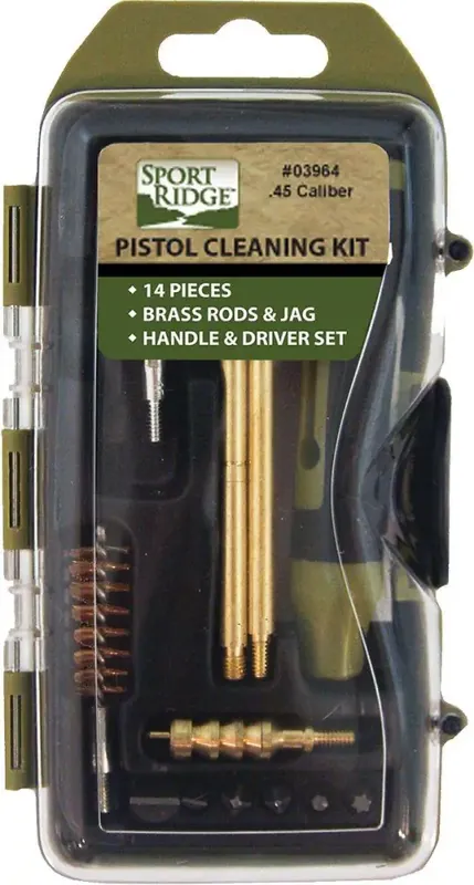 TAC SHIELD SPORT RIDGE 14 PC. PISTOL CLEANING KIT 45CAL HARD CASE