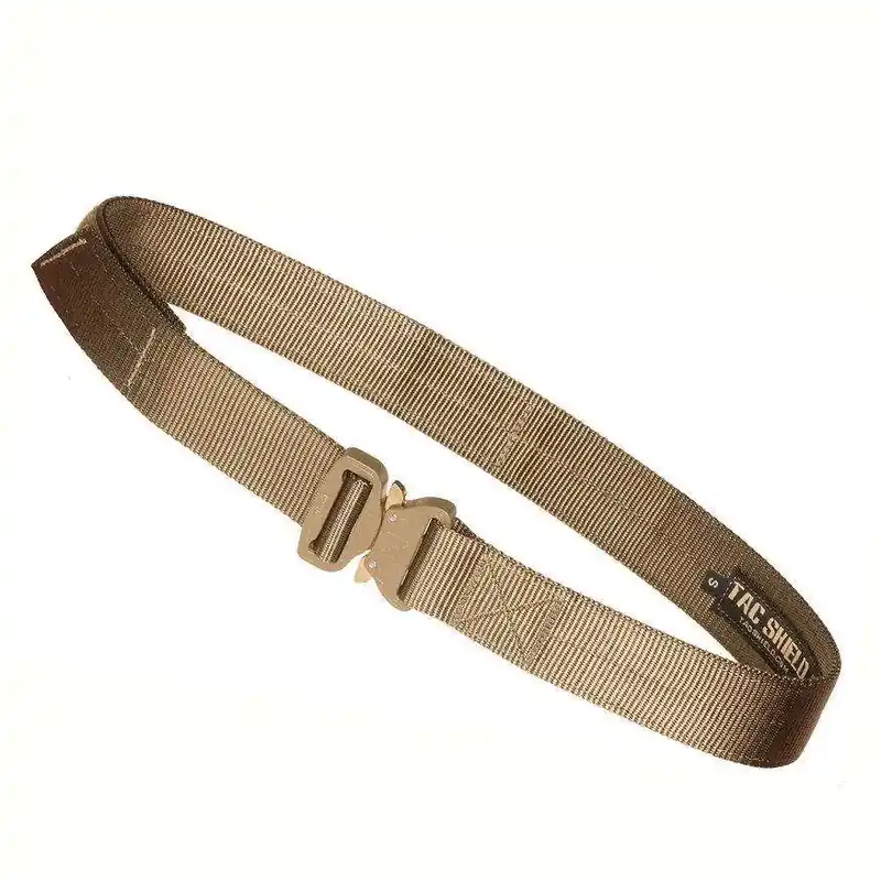 TACSHIELD (MILITARY PROD) T303-LGCY Tactical Gun Belt with Cobra Buckle 38"-42" Webbing Coyote Large 1.75" Wide