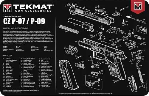 TekMat TEKR17CZP07 Original Cleaning Mat CZ P07/P09 Parts Diagram 11" x 17"