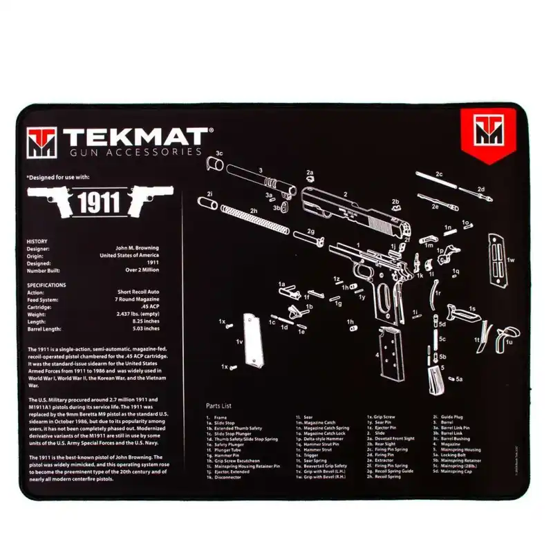 TekMat TEKR201911 Ultra Premium Mat 1911 Parts Diagram 15" x 20"
