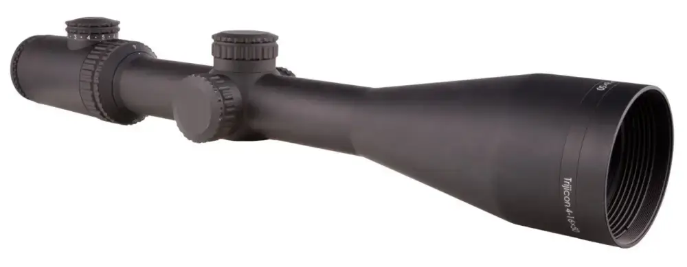 Trijicon 1900021 AccuPower 4-16x 50mm Obj 25.80-6.40 ft @ 100 yds FOV 30mm Tube Black Finish Illuminated Green MOA-Dot Crosshair (SFP)