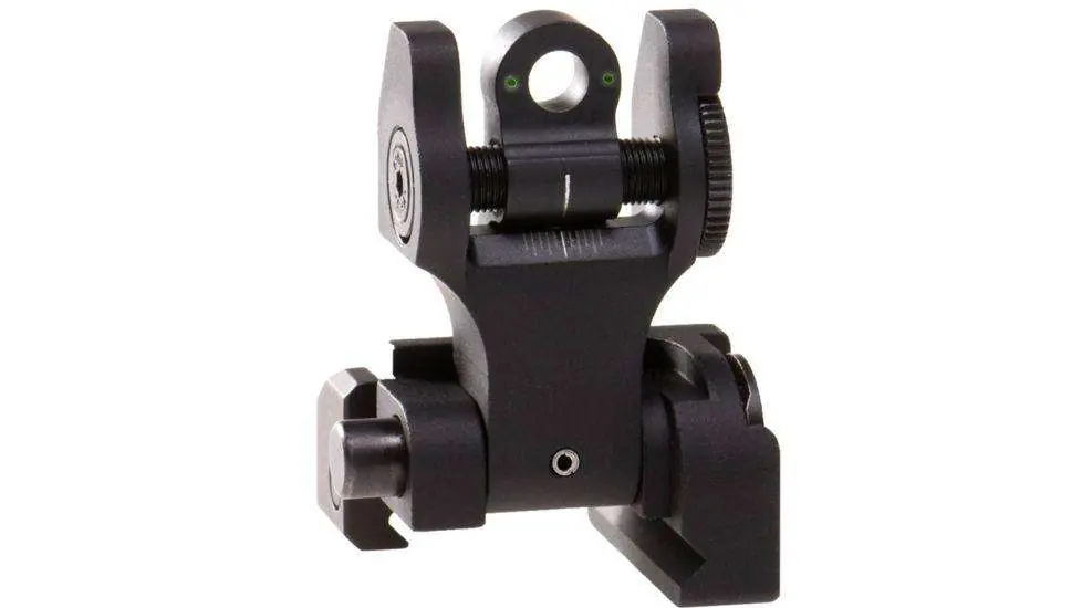 Troy Ind SSIGFBSRTBT00 Tritium BattleSights Rear Sight AR-15 Folding Green Black Hardcoat Anodized