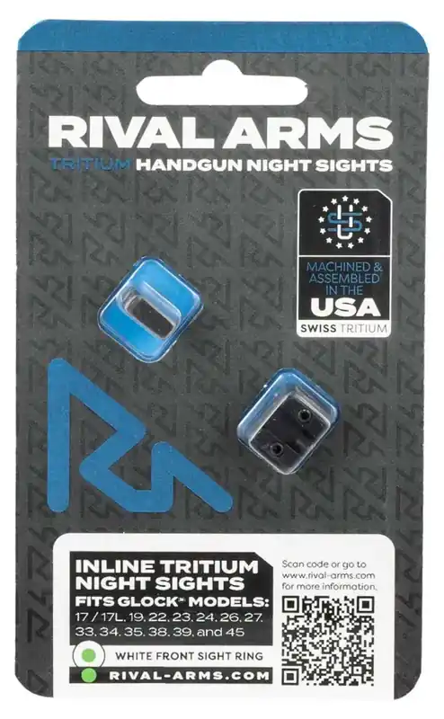 Rival Arms RA4B231G Tritium Night Sights Fits Glock 17,19 U-Notch Green w/White Outline Green Black