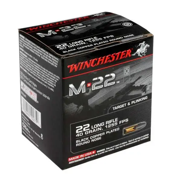 Winchester Ammo S22LRT M-22 22 LR 40 gr Black Copper Plated Round Nose 1000 Round Box