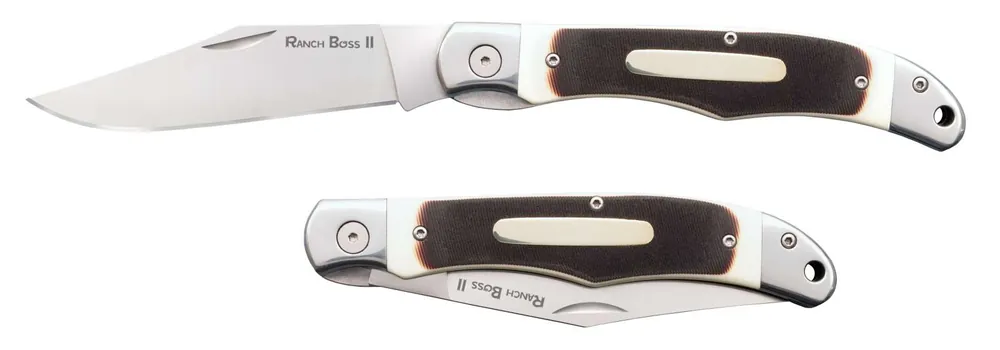 Cold Steel CS-20NPM1 Ranch Boss II 4" Folding Clip Point Plain SK5 Blade Faux Sawed Bone Handle