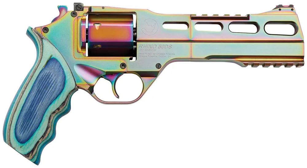 Chiappa Firearms 340.301 Rhino 60DS Nebula 357 Mag 6" 6 Round Rainbow PVD Blue Laminate Grip