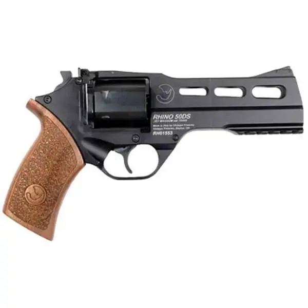 Chiappa Firearms 340220 Rhino 50DS 357 Mag 6rd 5" Black Anodized Aluminum Frame Blued Cylinder Walnut Grip