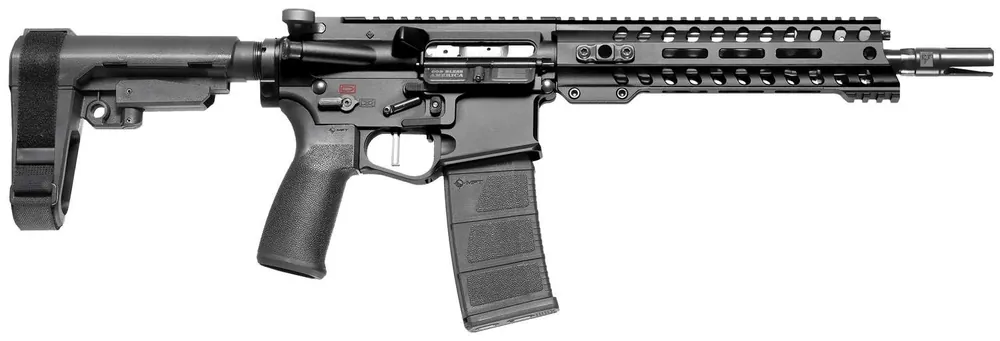 Patriot Ordnance Factory 01488 Renegade Plus 5.56x45mm NATO 10.50" 30+1 Black Hard Coat Anodized Mission First Battlelink Stock Black Polymer Grip