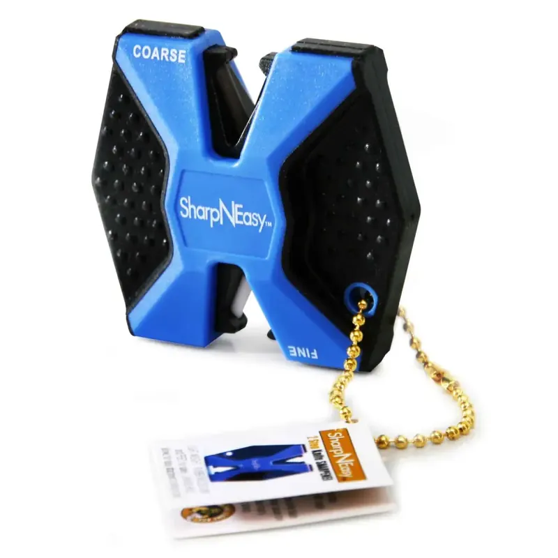 Accusharp 334C SharpNEasy 2-Step Fine, Coarse Ceramic Stone Sharpener Plastic Handle Black/Blue