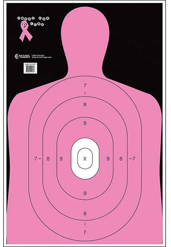 Action Target B27ENPT100 B-27E Shoot for the Cure Silhouette Paper Target 23" x 35" 100 Per Box