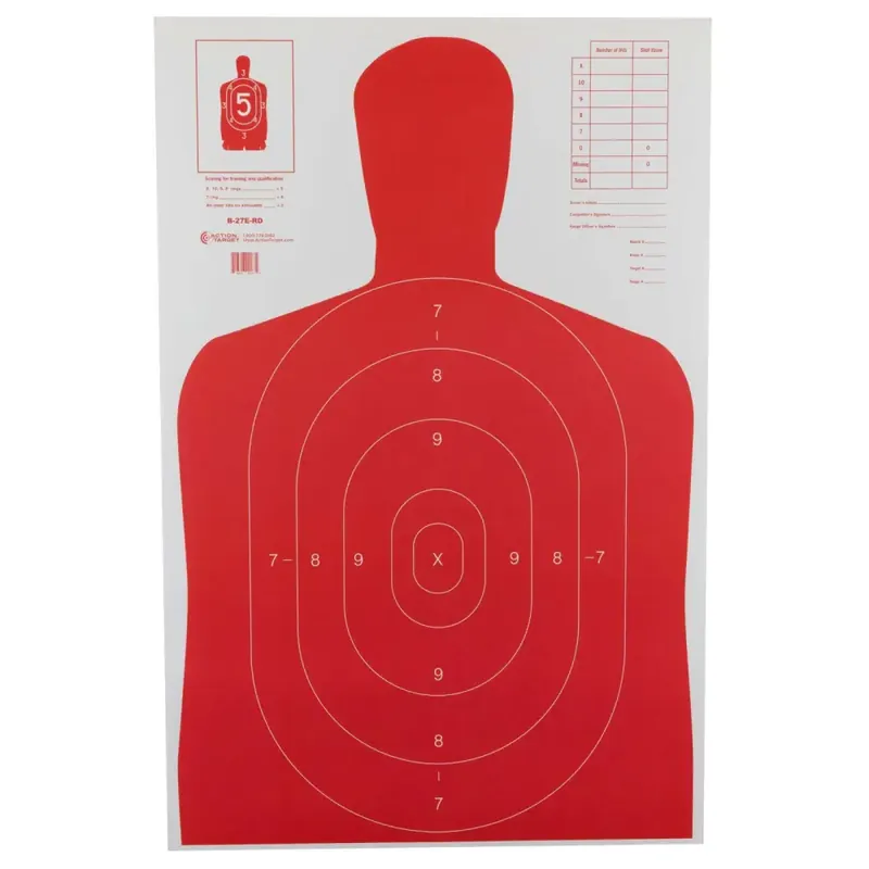 Action Target B27ERD100 B-27E High Visibility Silhouette Paper Target 23" x 35" 100 Per Box