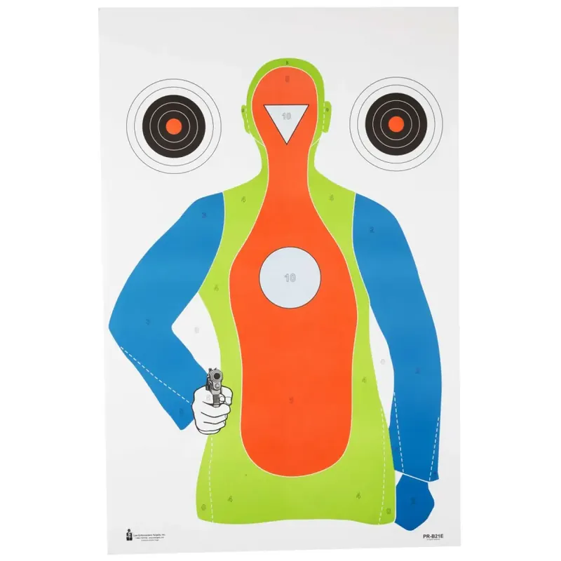 Action Target PRB21E100 High Visibility Fluorescent B-21E Silhouette Paper Target 23" x 35" 100 Per Box