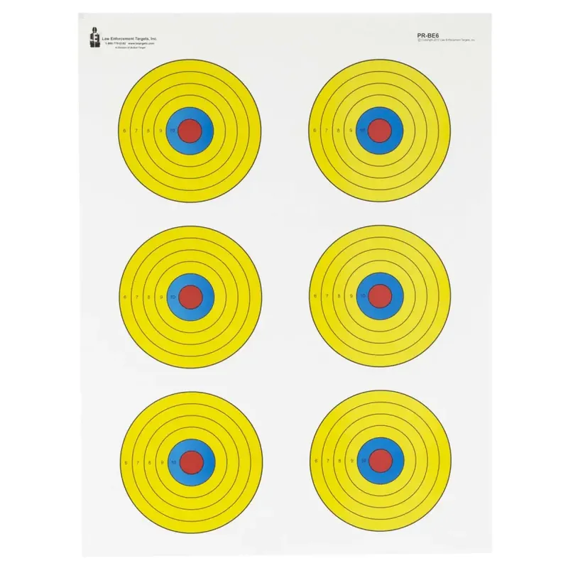 Action Target PRBE6100 High Visibility Fluorescent 6 Bull's-Eye Bullseye Paper Target 17.50" x 23" 100 Per Box
