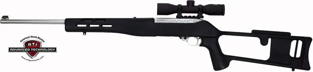 Advanced Technology RUG3000 Fiberforce Rifle Stock Fixed Thumbhole Black Synthetic for Ruger 10/22 (Non-Takedown Models)