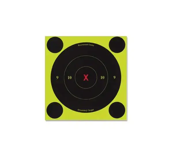 Birchwood Casey 34560 Shoot-N-C Self-Adhesive Paper 6" X-Bullseye Yellow Target Paper w/Black Target & Red Accents 60 Per Pack